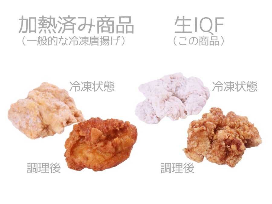 ほとんどの「冷凍唐揚げ」は「揚げて・蒸して」から冷凍しています。