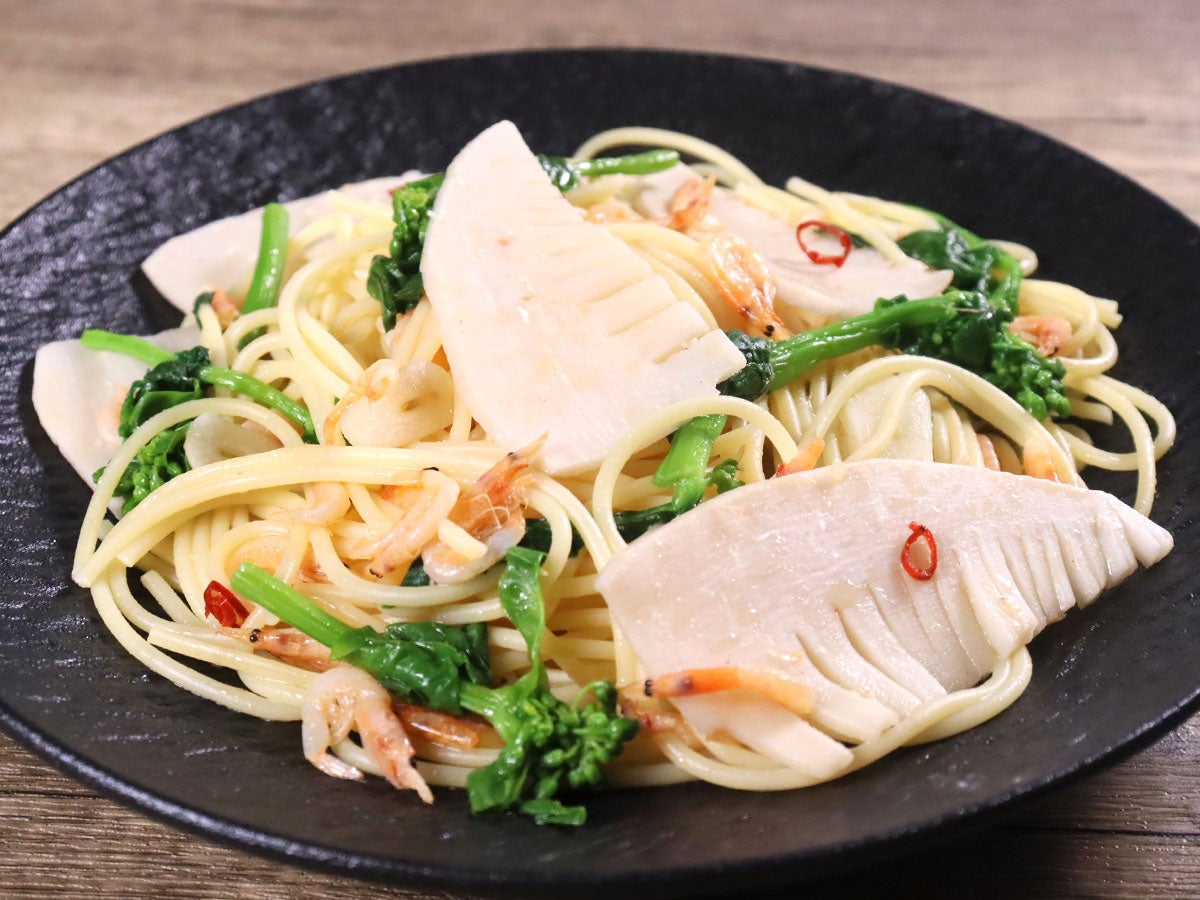 筍と菜の花のペペロンチーノ