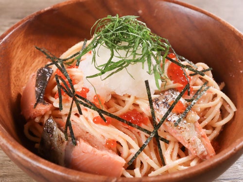 レンジで簡単！秋鮭といくらの和風明太パスタ